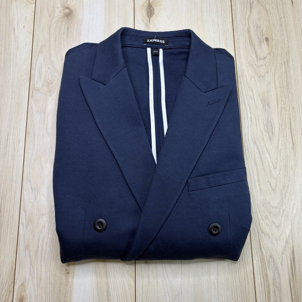 EXPRESS Men's Double Breasted Slim Fit Blazer Navy Blue Size Medium Jacket